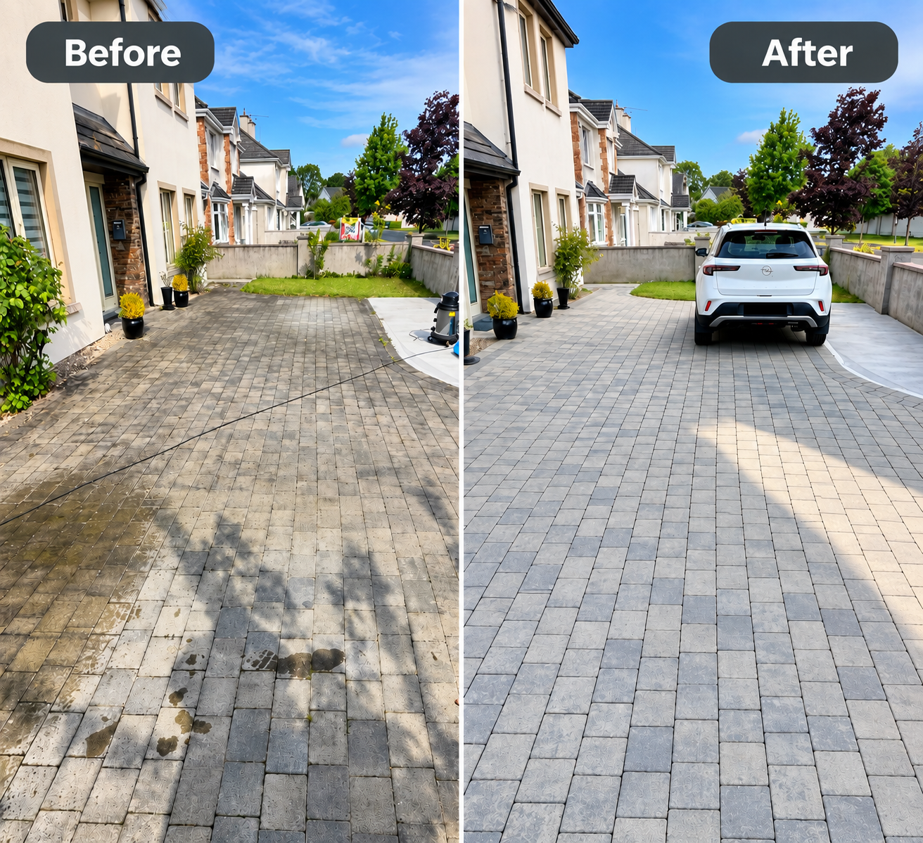 Driveway cleaning before and after